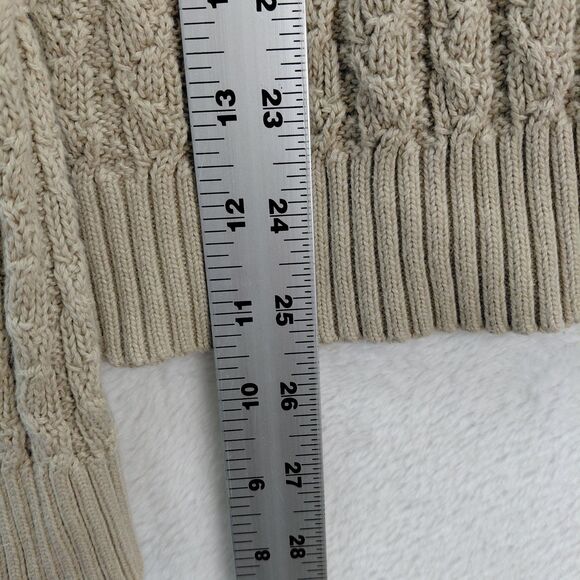 Talbots Womens Button Up Cable Knit Cardigan Sweater Size 2X Tan Pima Cotton - Picture 7 of 10